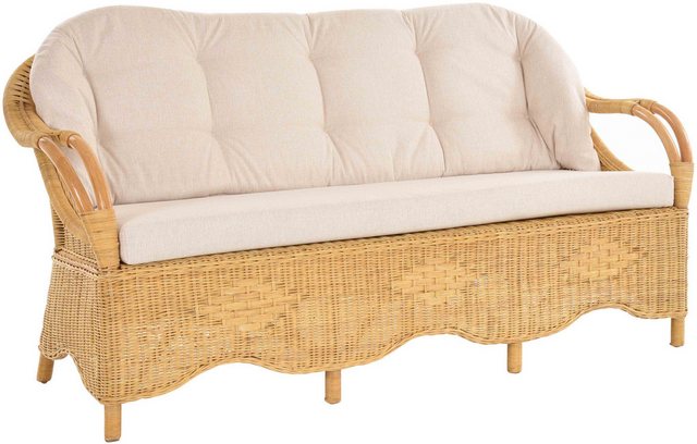 Krines Home Loungesofa Wintergarten Rattansofa Natur Rattan Sofa Zweisitzer günstig online kaufen