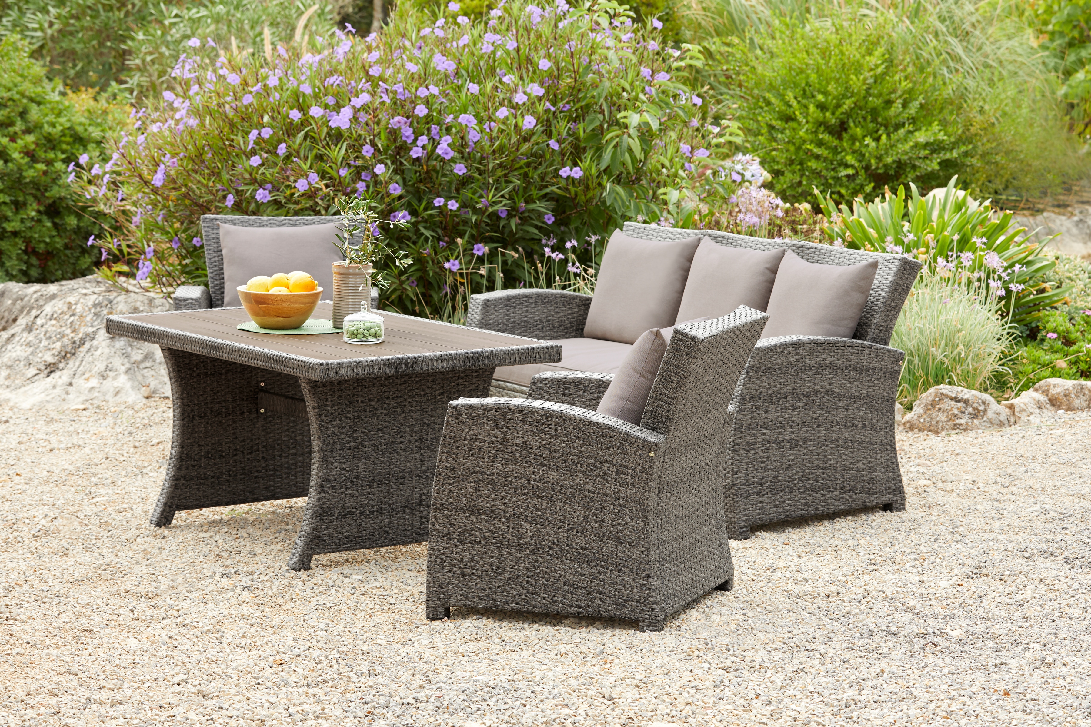 KONIFERA Gartenlounge-Set "Siros", (Set, 12 tlg., 1x 3er Sofa, 2x Sessel, 1 günstig online kaufen