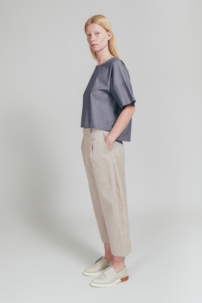 Hose Wide Cropped Pleat günstig online kaufen