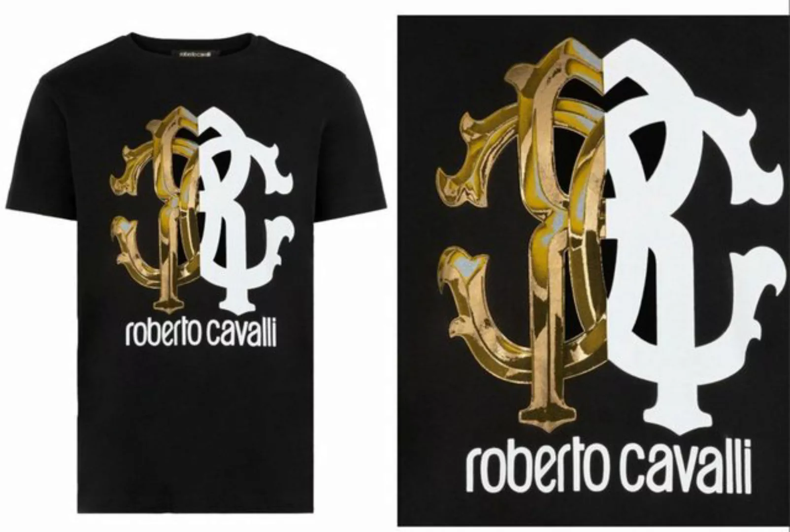 roberto cavalli T-Shirt ROBERTO CAVALLI FIRENZE LOGO PRINT LUXURY CREW NECK günstig online kaufen