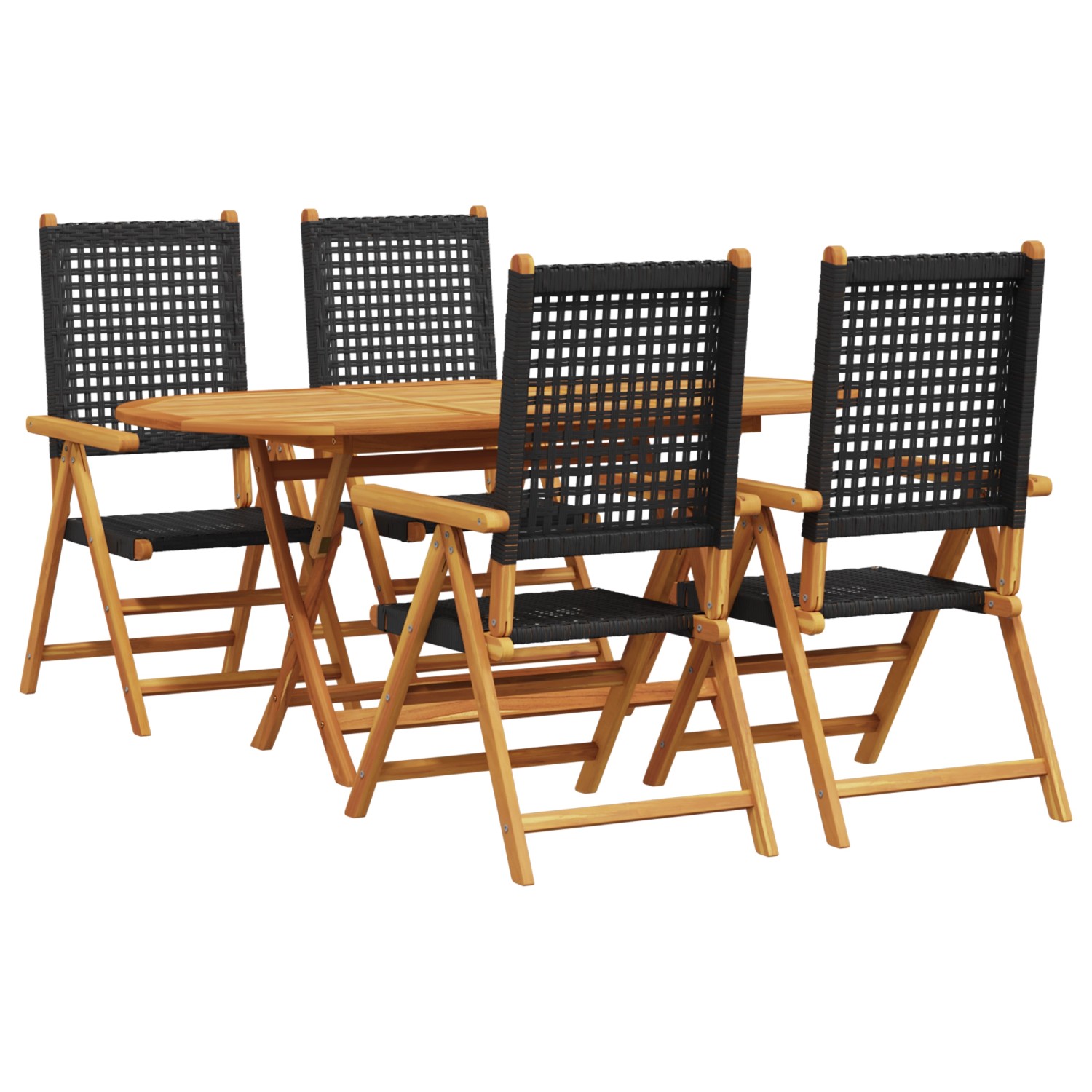 vidaXL 5-tlg Garten-Essgruppe Schwarz Massivholz Akazie & Poly Rattan 33757 günstig online kaufen