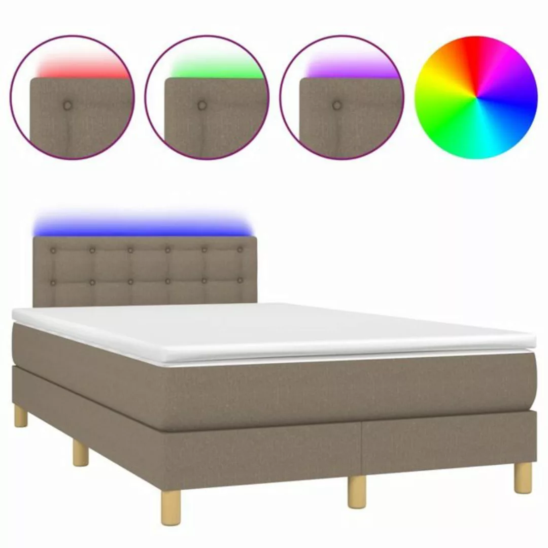 vidaXL Bettgestell Boxspringbett mit Matratze LED Taupe 120x200 cm Stoff Be günstig online kaufen