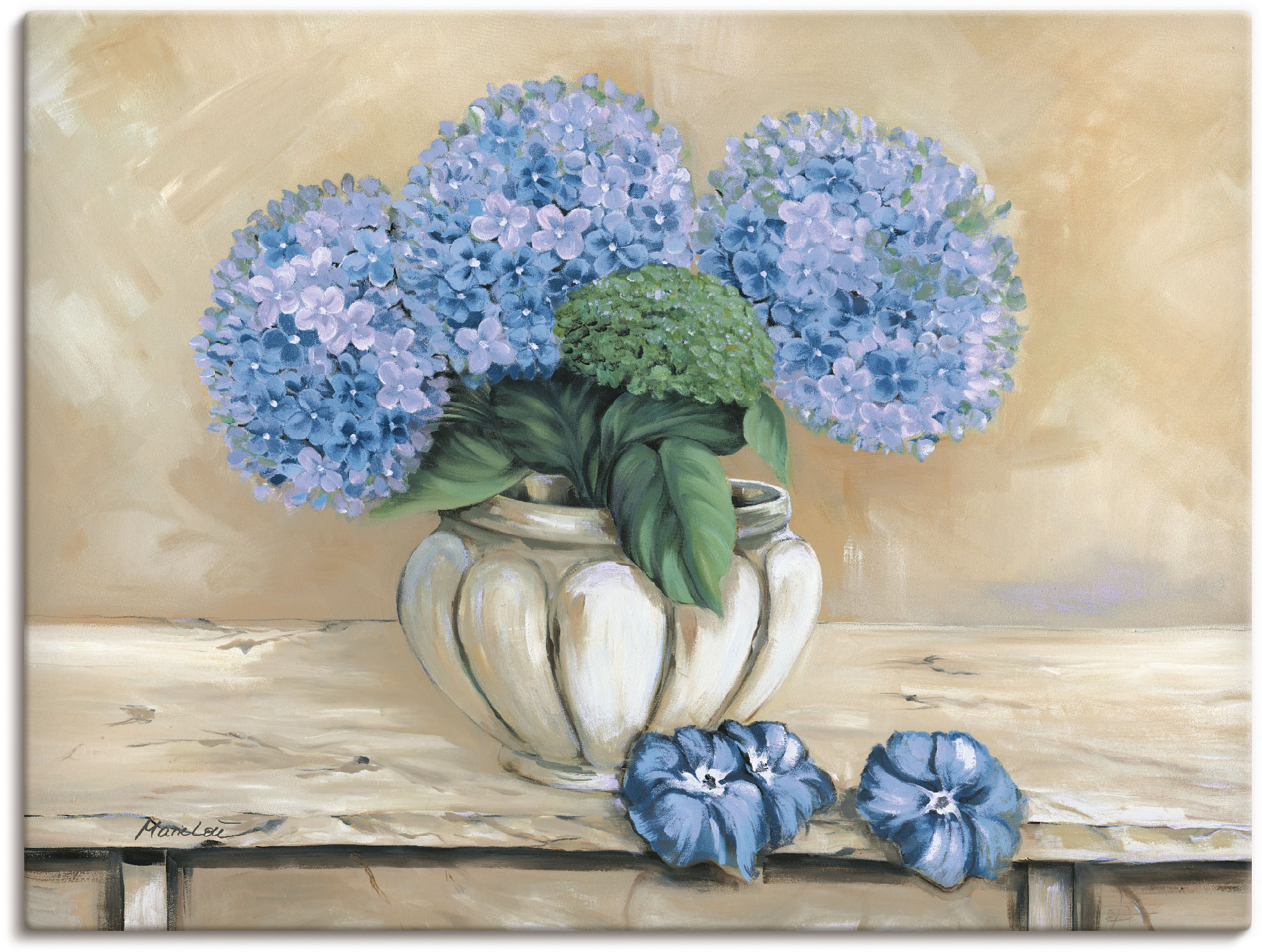 Artland Leinwandbild "Blaue Hortensien", Blumen, (1 St.), auf Keilrahmen ge günstig online kaufen