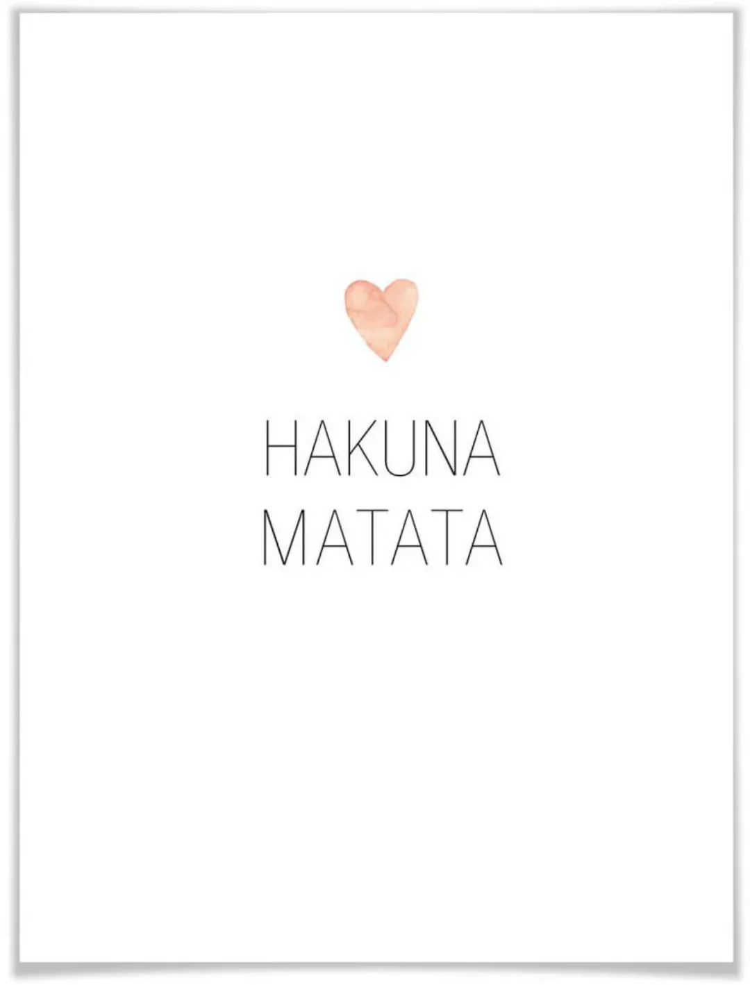 Wall-Art Poster "Herz Schriftzug Hakuna Matata", Schriftzug, (1 St.) günstig online kaufen