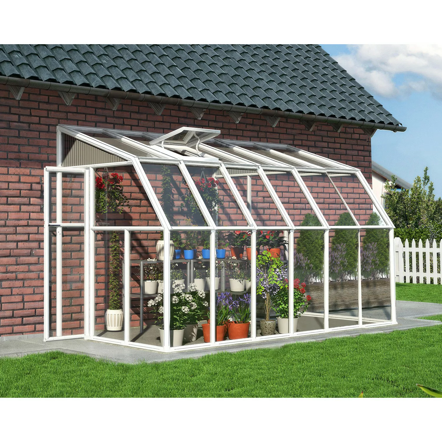 Palram - Canopia Gewächshaus Sun Room 386 cm x 201 cm Weiß günstig online kaufen