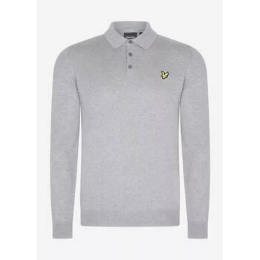 Lyle & Scott  Pullover Cotton merino long sleeve knitted polo - mid grey ma günstig online kaufen