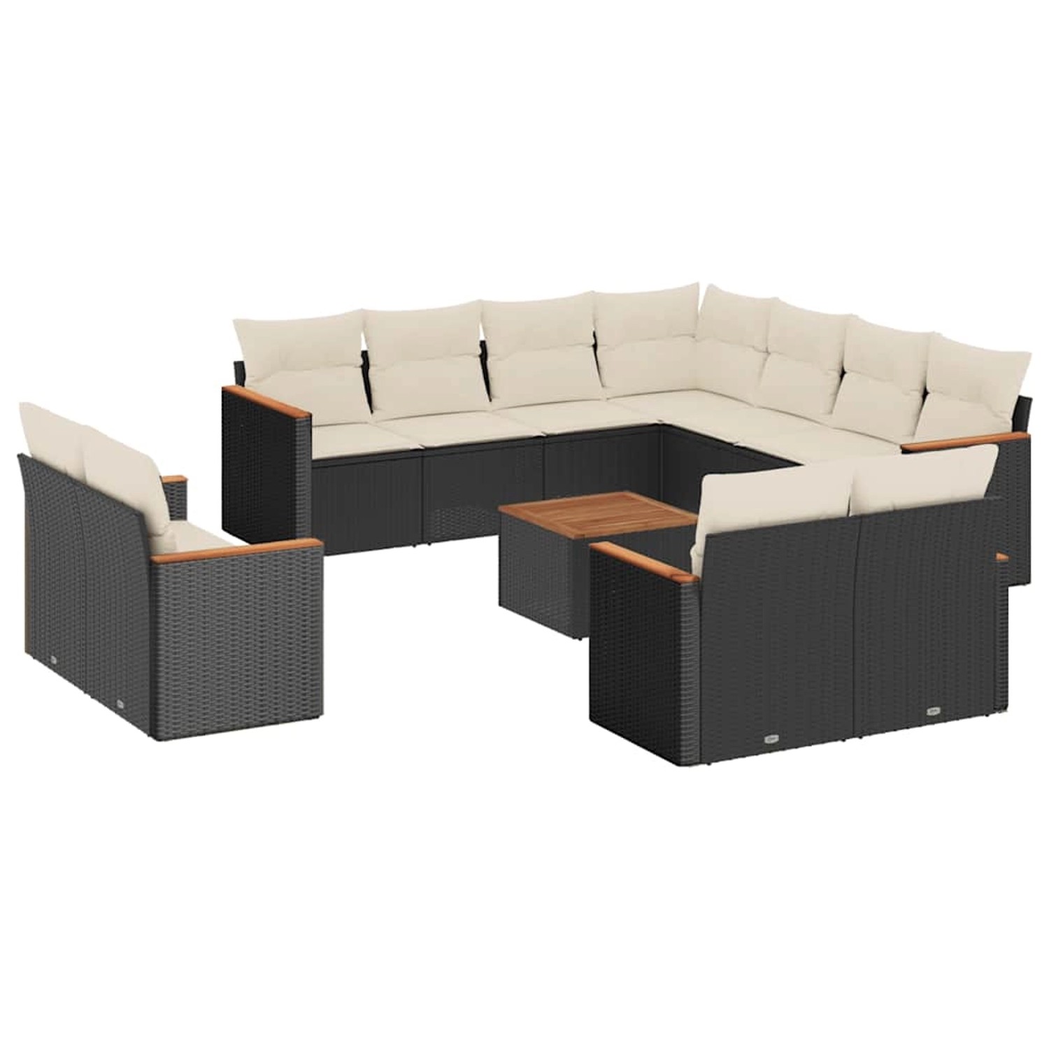 vidaXL 12-Tlg Garten-Sofagarnitur mit Kissen Schwarz Poly Rattan 3226504 günstig online kaufen