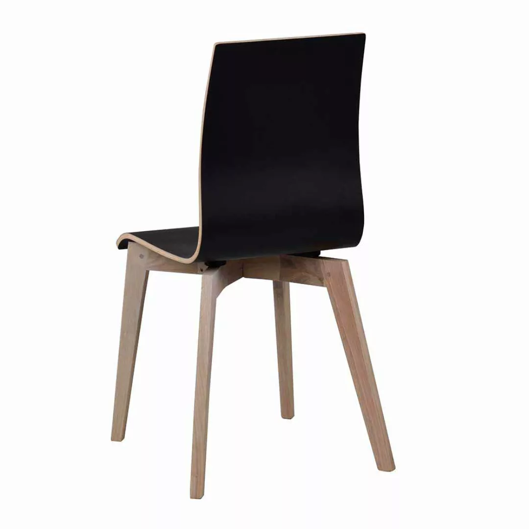 Stuhl Set in Schwarz Eiche White Wash Holzbeine (2er Set) günstig online kaufen