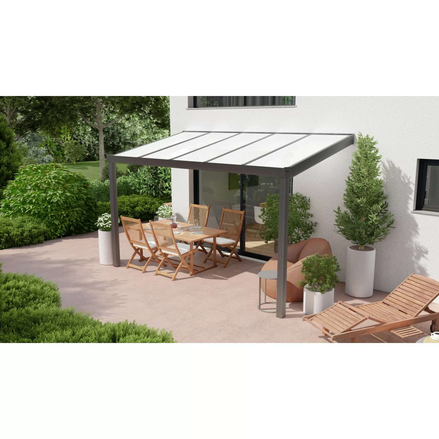 Terrassenüberdachung Professional 400 cm x 200 cm Anthrazit Struktur PC Opa günstig online kaufen