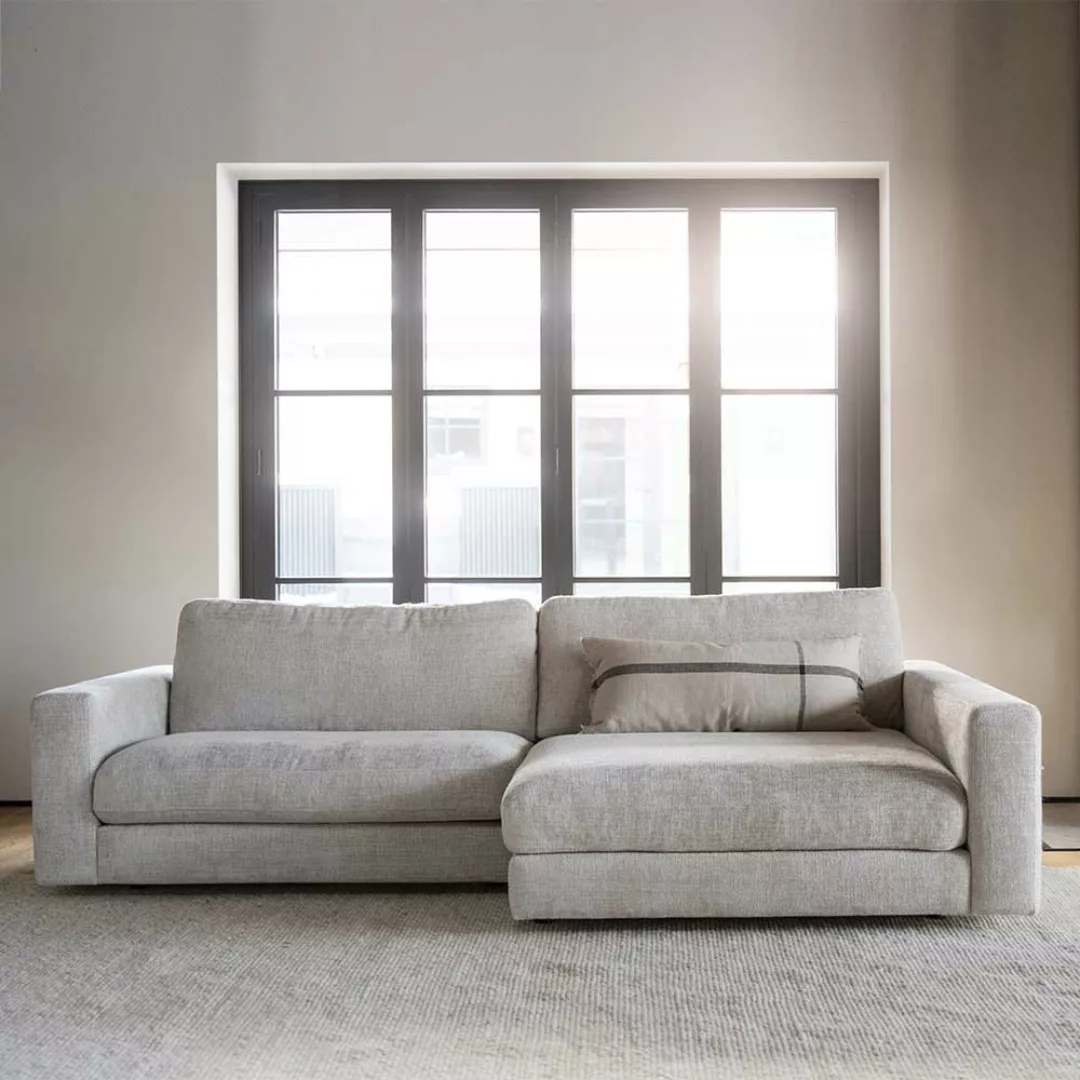 Sofa Eckgarnitur modern hellgrau aus Webstoff 258 cm breit günstig online kaufen