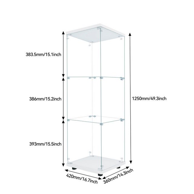 FUROKOY Glasvitrine Vitrinenschrank mit Glastüren Beleuchtung Sammlervitrin günstig online kaufen