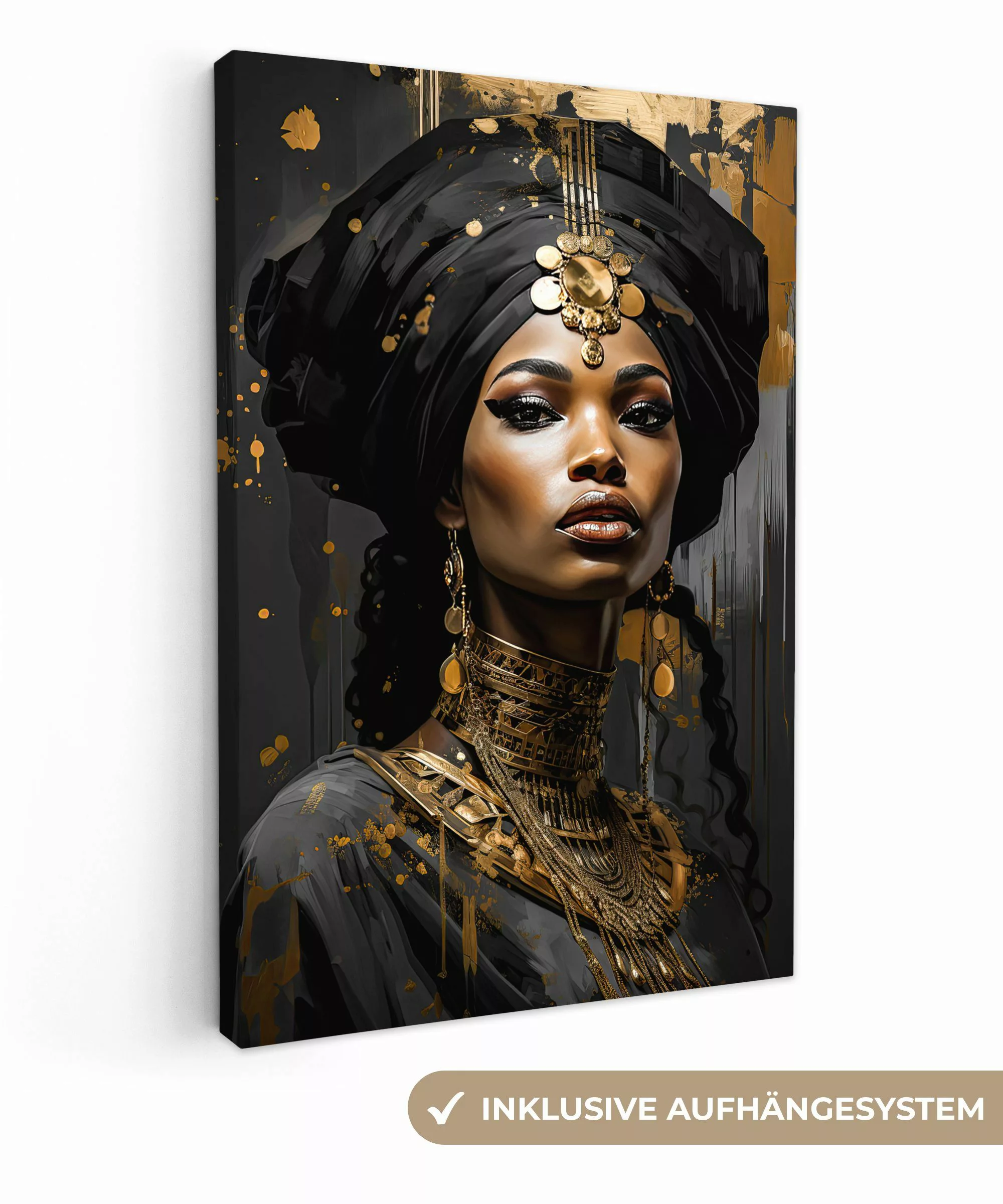 OneMillionCanvasses® Leinwandbild Frau - Gold - günstig online kaufen