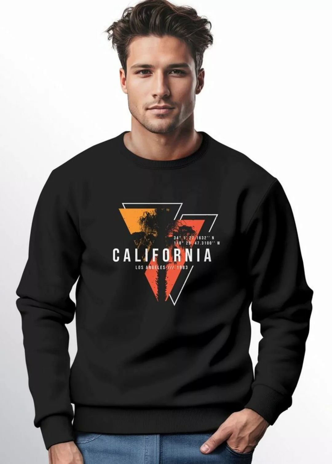 Neverless Sweatshirt Sweatshirt Herren Palmen Kalifornien Los Angeles USA R günstig online kaufen