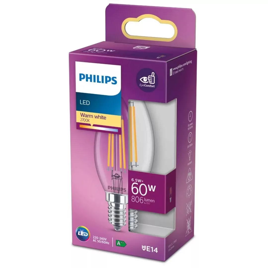 Philips LED-Leuchtmittel E14 Kerzenform 6,5 W 806 lm 9,7 x 3,5 cm (H x Ø) günstig online kaufen