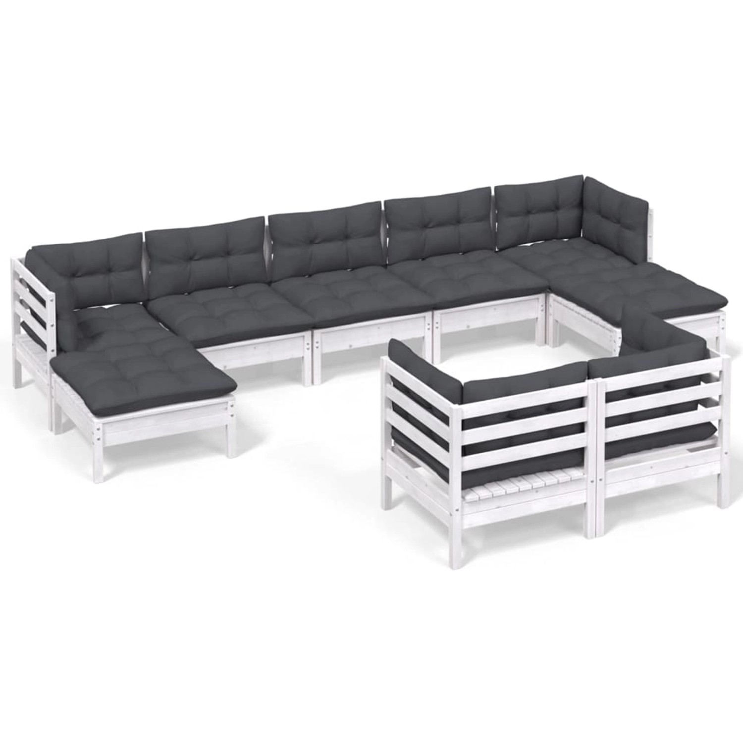 vidaXL 9-Tlg Garten-Lounge-Set mit Kissen Weiß Kiefer Massivholz 3097128 günstig online kaufen