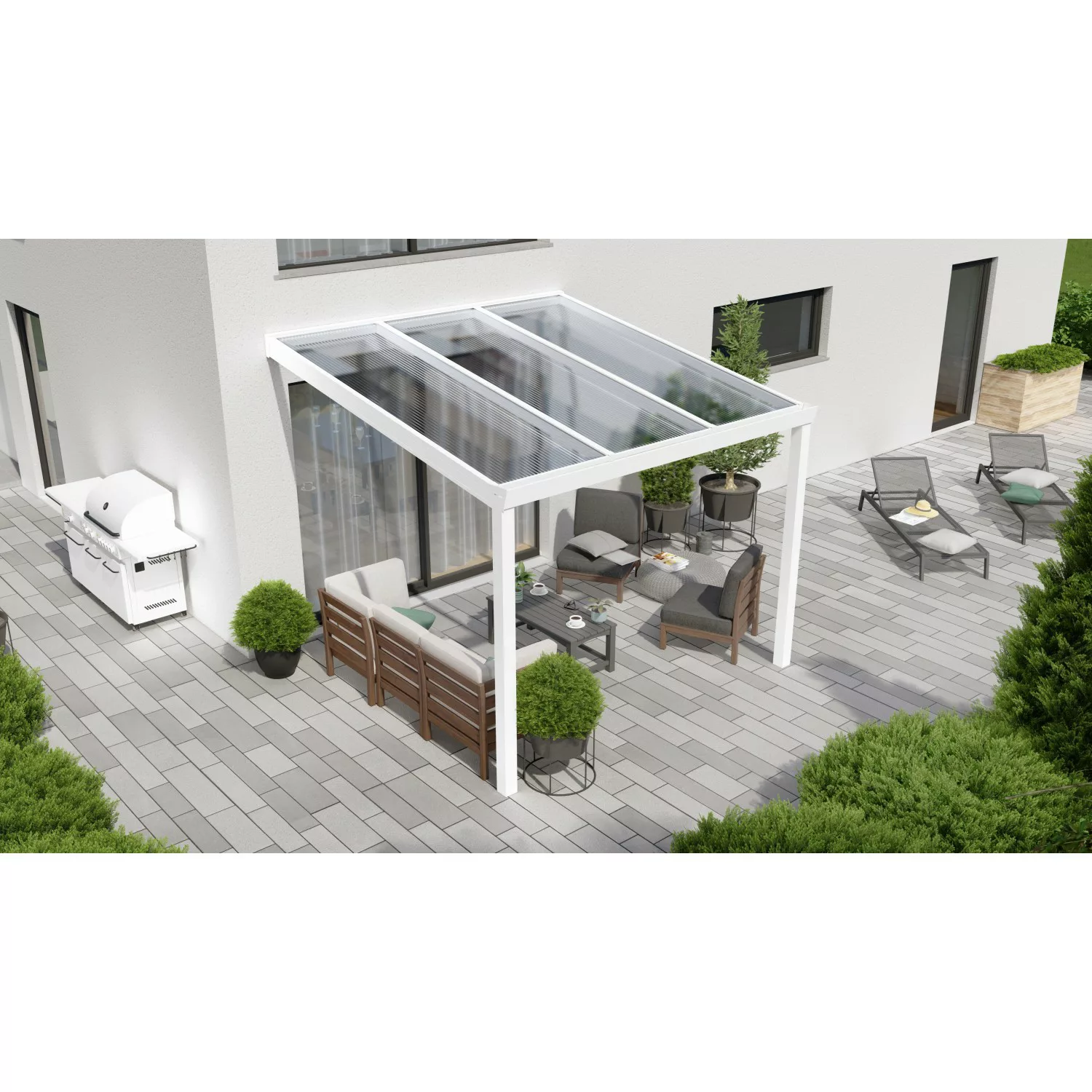 Terrassenüberdachung Professional 300 cm x 350 cm Weiß PC Klar günstig online kaufen