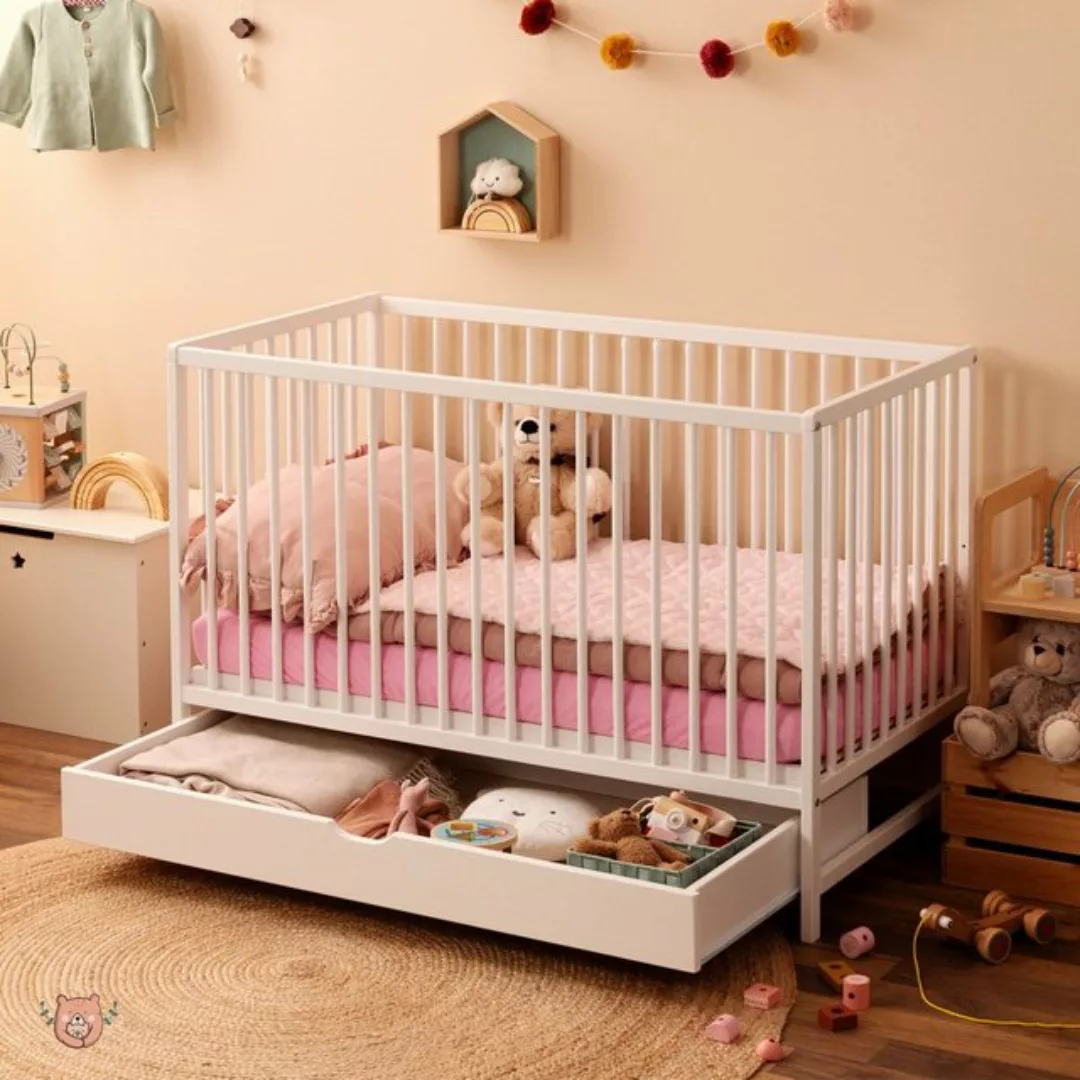 Alcube Babybett FINN, Komplettset Babybett 60x120 cm mit Matratze und Schub günstig online kaufen