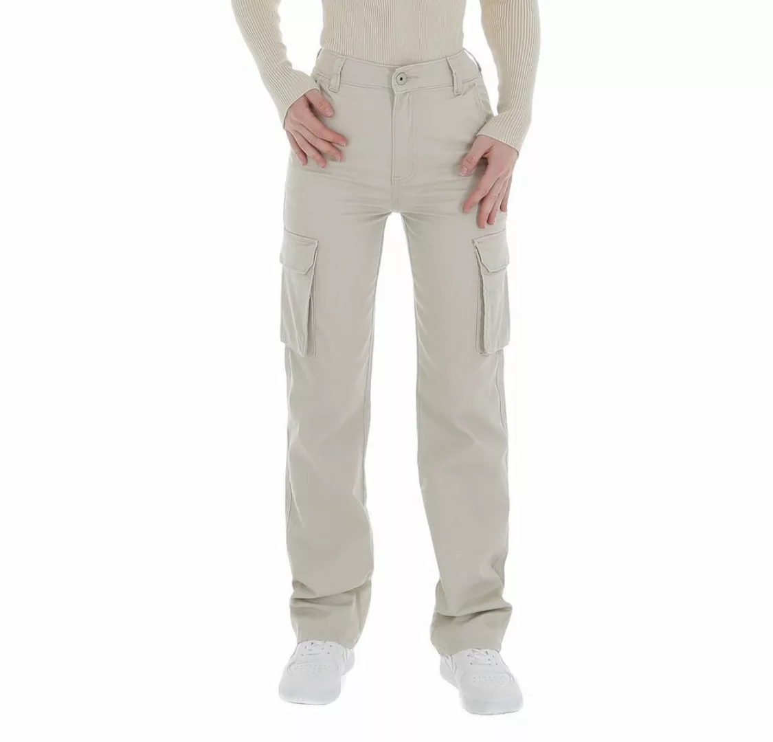 Ital-Design Cargohose Damen Freizeit (86746046) Stretch Stoffhose in Creme günstig online kaufen