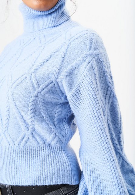 GINI LONDON Stricktop Gini Crop Blauer hochgeschlossener Strickpullover günstig online kaufen