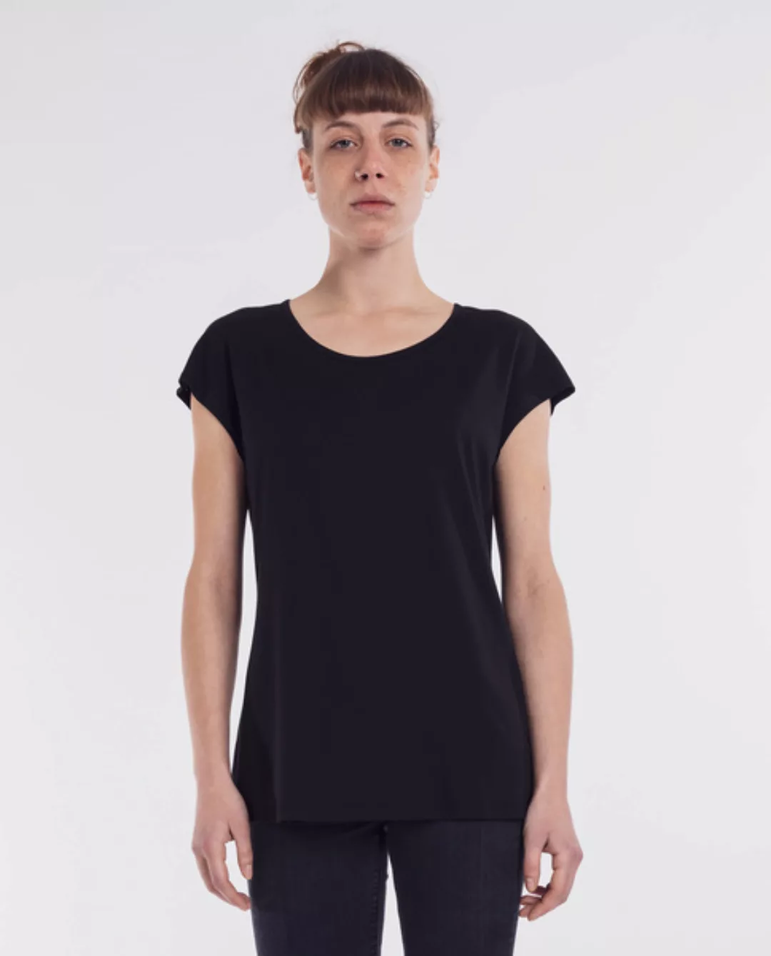 Damen T-shirt Modal-baumwolle | Nero | Schwarz günstig online kaufen