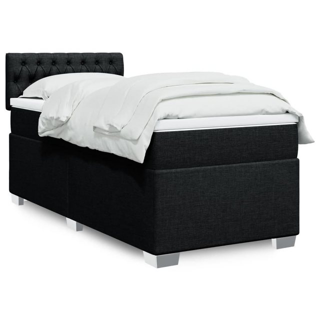 furnicato Bettgestell Boxspringbett mit Matratze Schwarz 90x190 cm Stoff günstig online kaufen