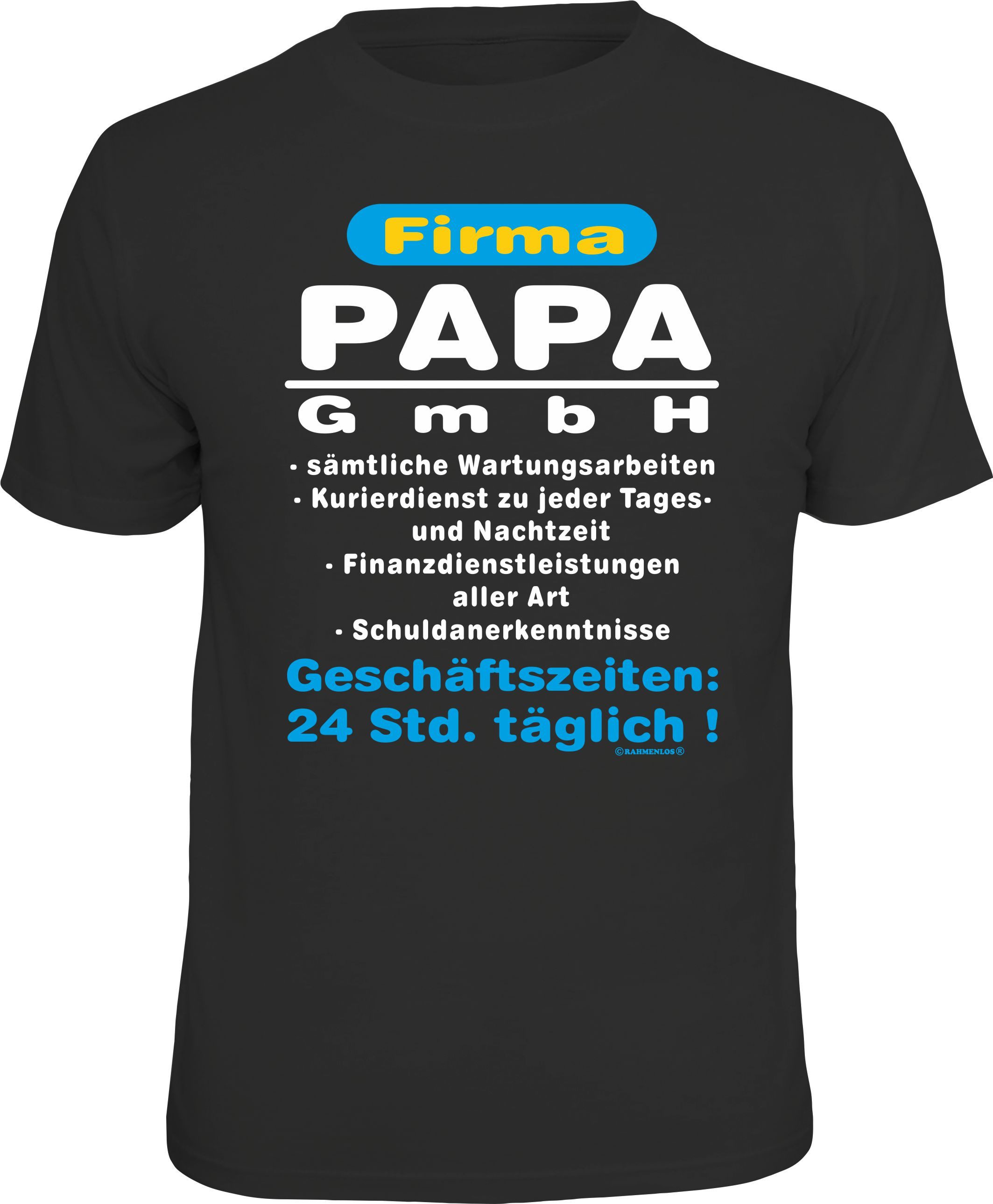 RAHMENLOS® T-Shirt für Väter: Firma Papa günstig online kaufen