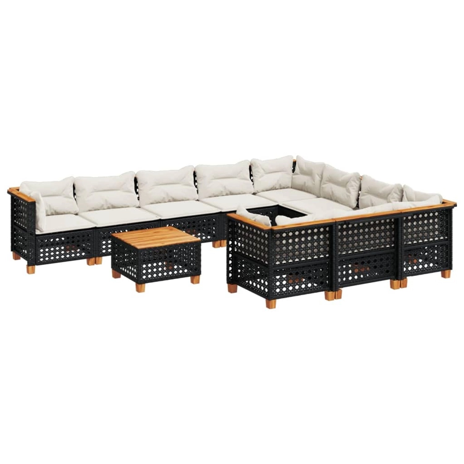 vidaXL 11-Tlg Garten-Sofagarnitur mit Kissen Schwarz Poly Rattan 3262040 günstig online kaufen