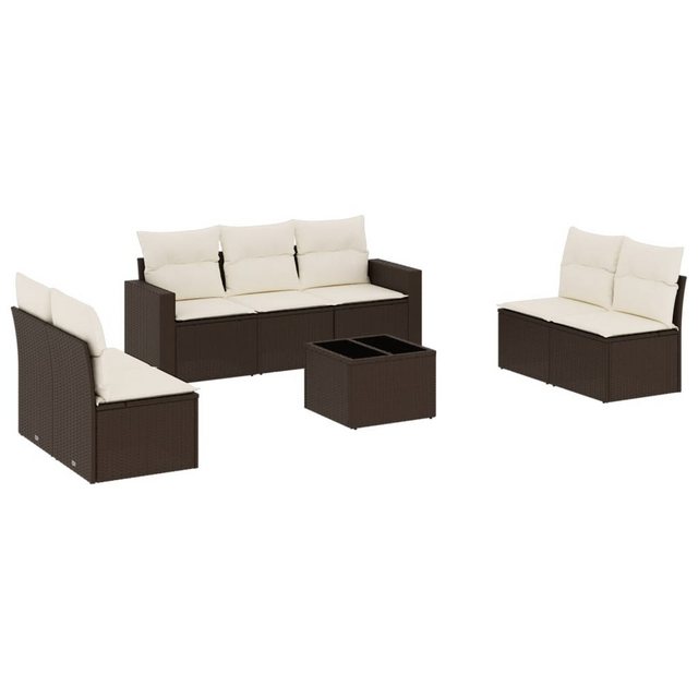 vidaXL Sofaelement 8-tlg. Garten-Sofagarnitur mit Kissen Braun Poly Rattan günstig online kaufen