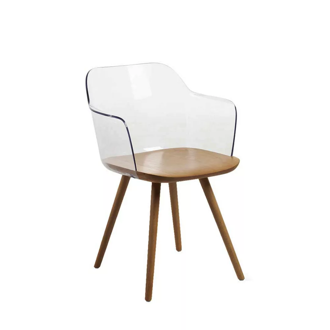 Armlehnenstuhl aus Kunststoff und Buche Massivholz (2er Set) günstig online kaufen