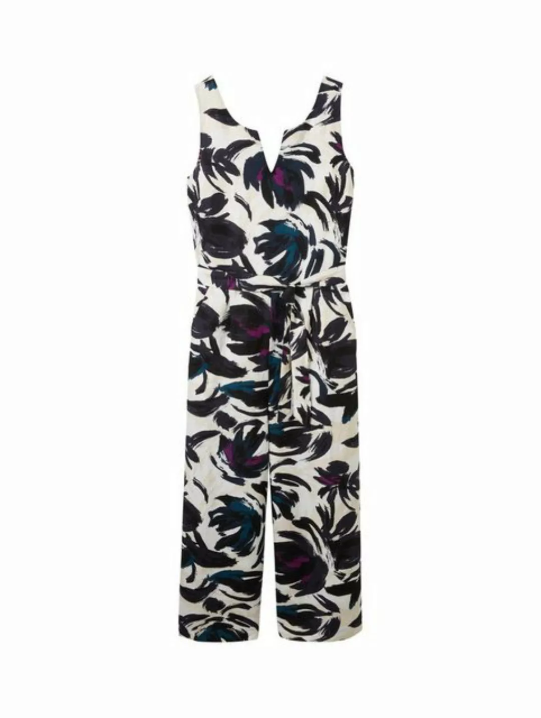 TOM TAILOR Sommerkleid linen overall with slit detail, dark blue floral des günstig online kaufen