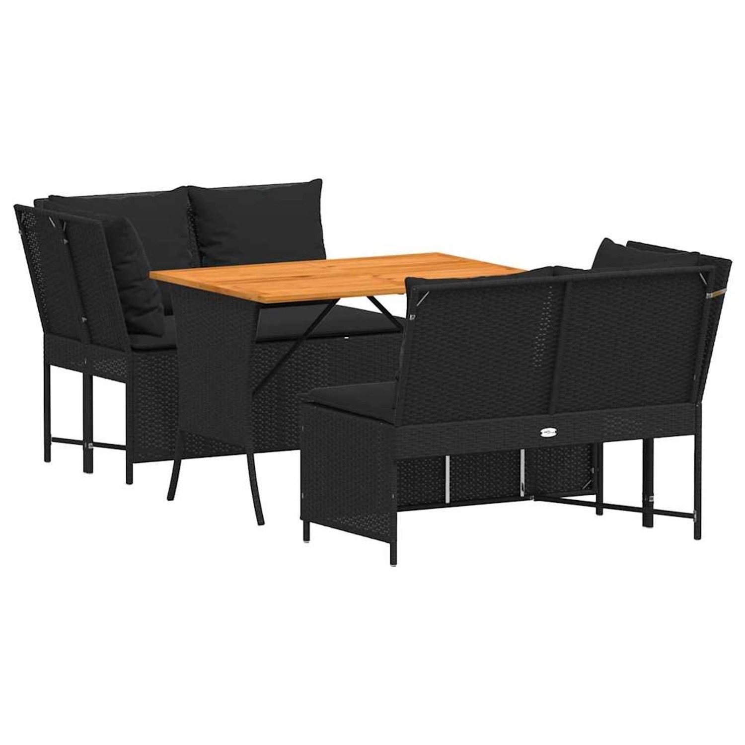 vidaXL 3-Tlg Garten-Sofagarnitur mit Kissen Schwarz Poly Rattan 3365342 günstig online kaufen
