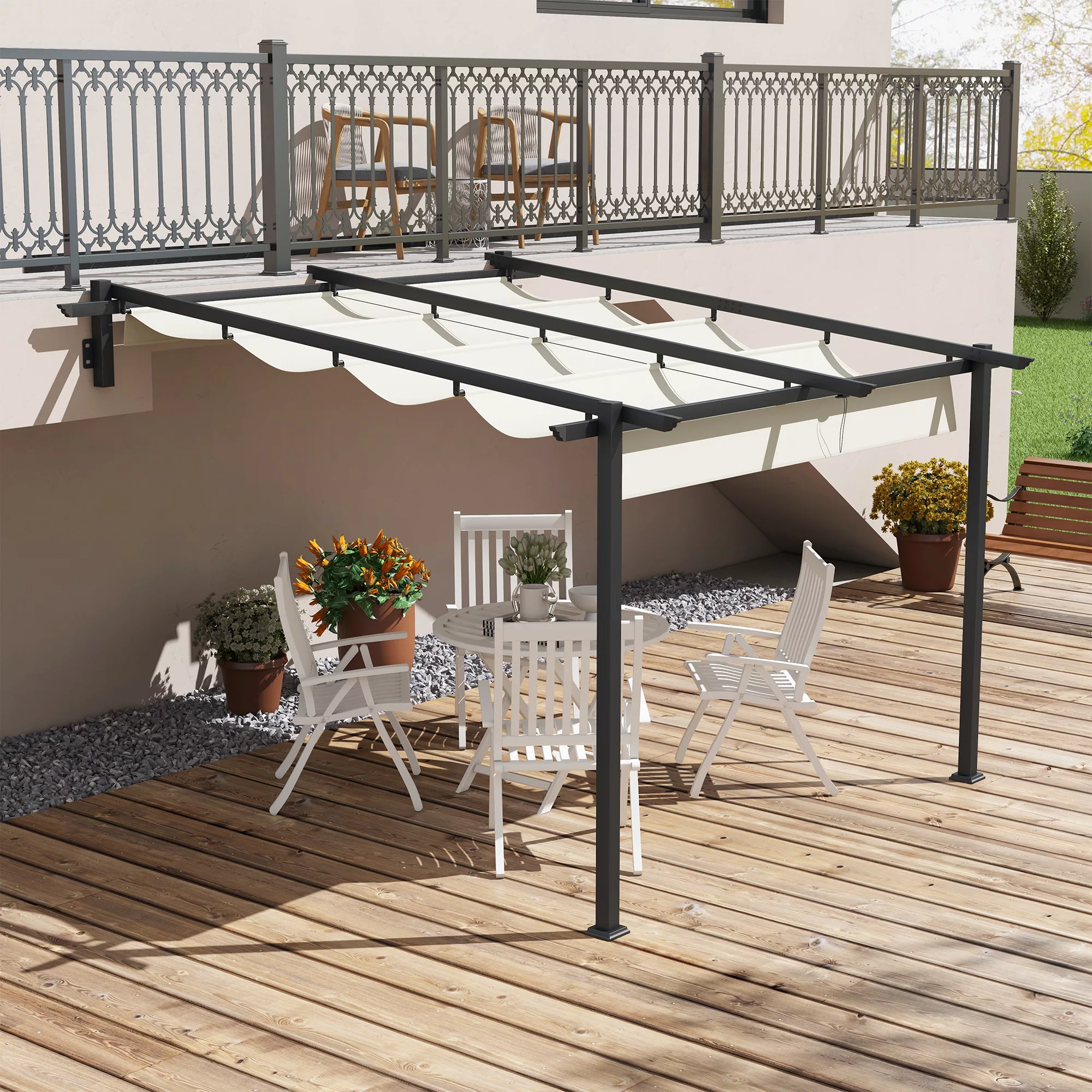 Outsunny Pavillon 3 x 3 m Pergola winddicht, Terrassenüberdachung mit verst günstig online kaufen