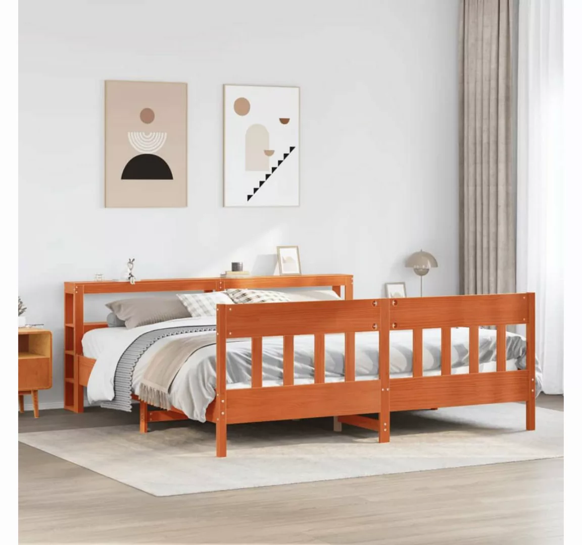 vidaXL Bett, Massivholzbett ohne Matratze Wachsbraun 200x200 Kiefernholz günstig online kaufen