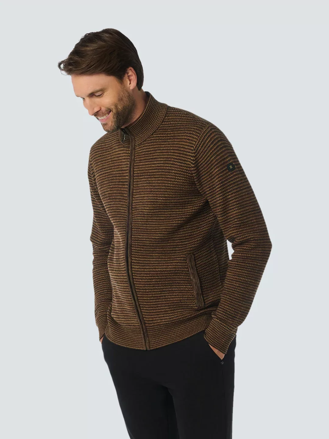 NO EXCESS Strickjacke aus meliertem Strukturstrick günstig online kaufen