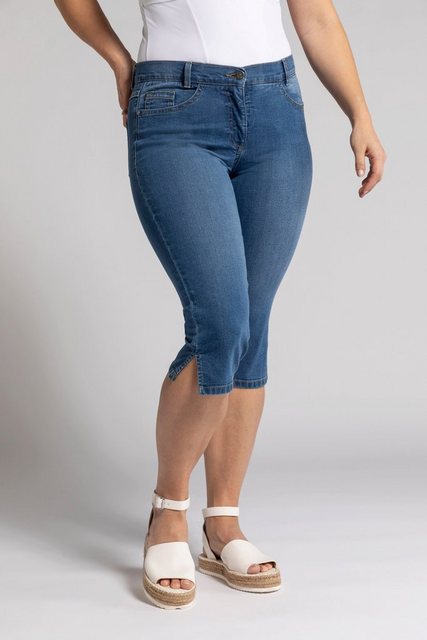 Ulla Popken Stretch-Hose Jeanscapri Sarah schmale 5-Pocket-Form Komfortbund günstig online kaufen