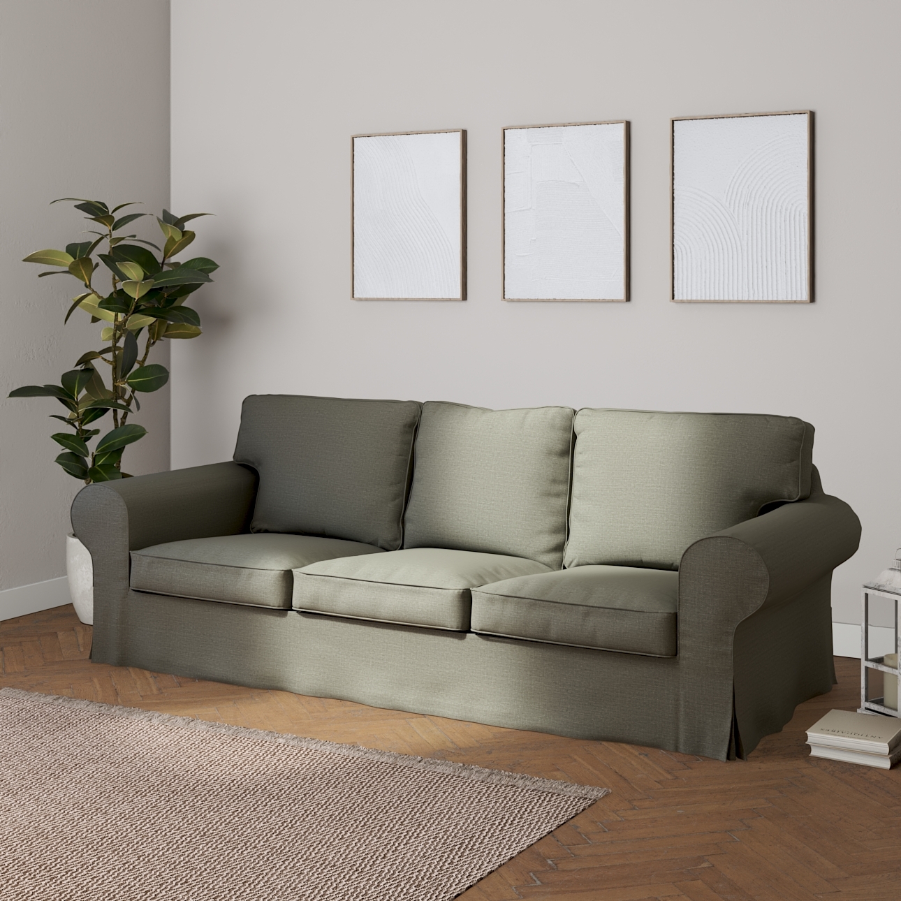 Bezug für Ektorp 3-Sitzer Sofa nicht ausklappbar, grau-beige, Sofabezug für günstig online kaufen