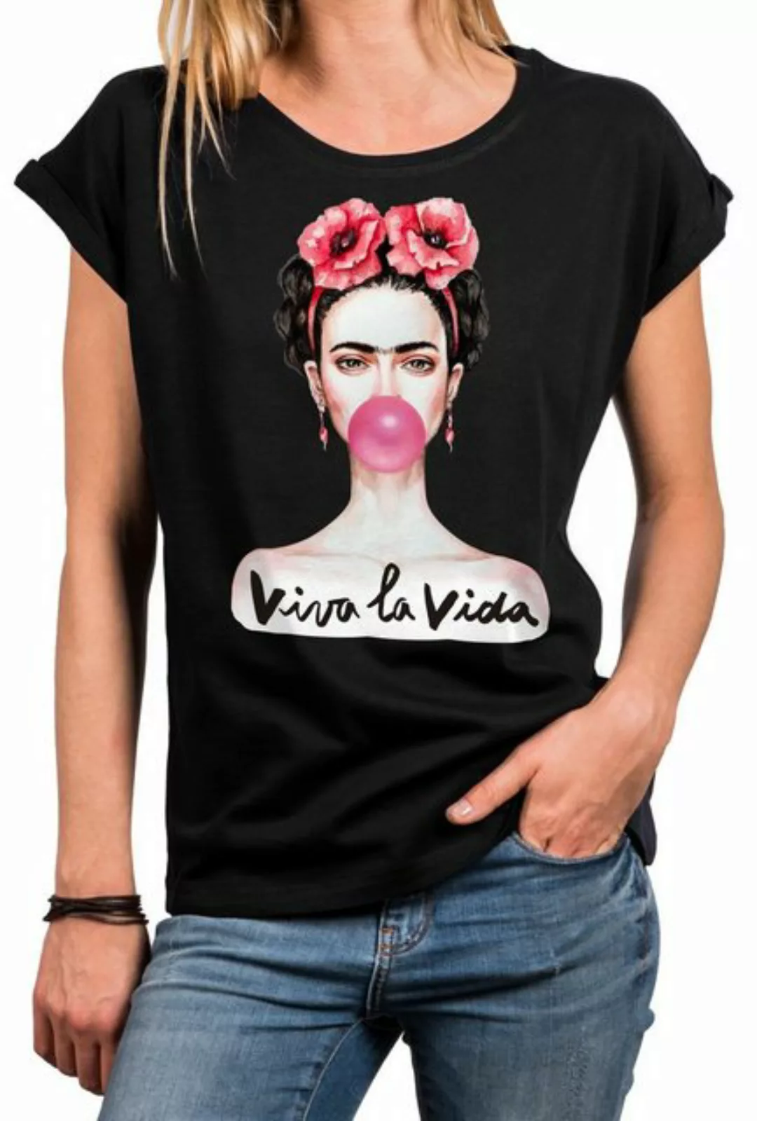 MAKAYA Print-Shirt Damen Fridas Fashion Top Modische Sommer Oberteile Bekle günstig online kaufen