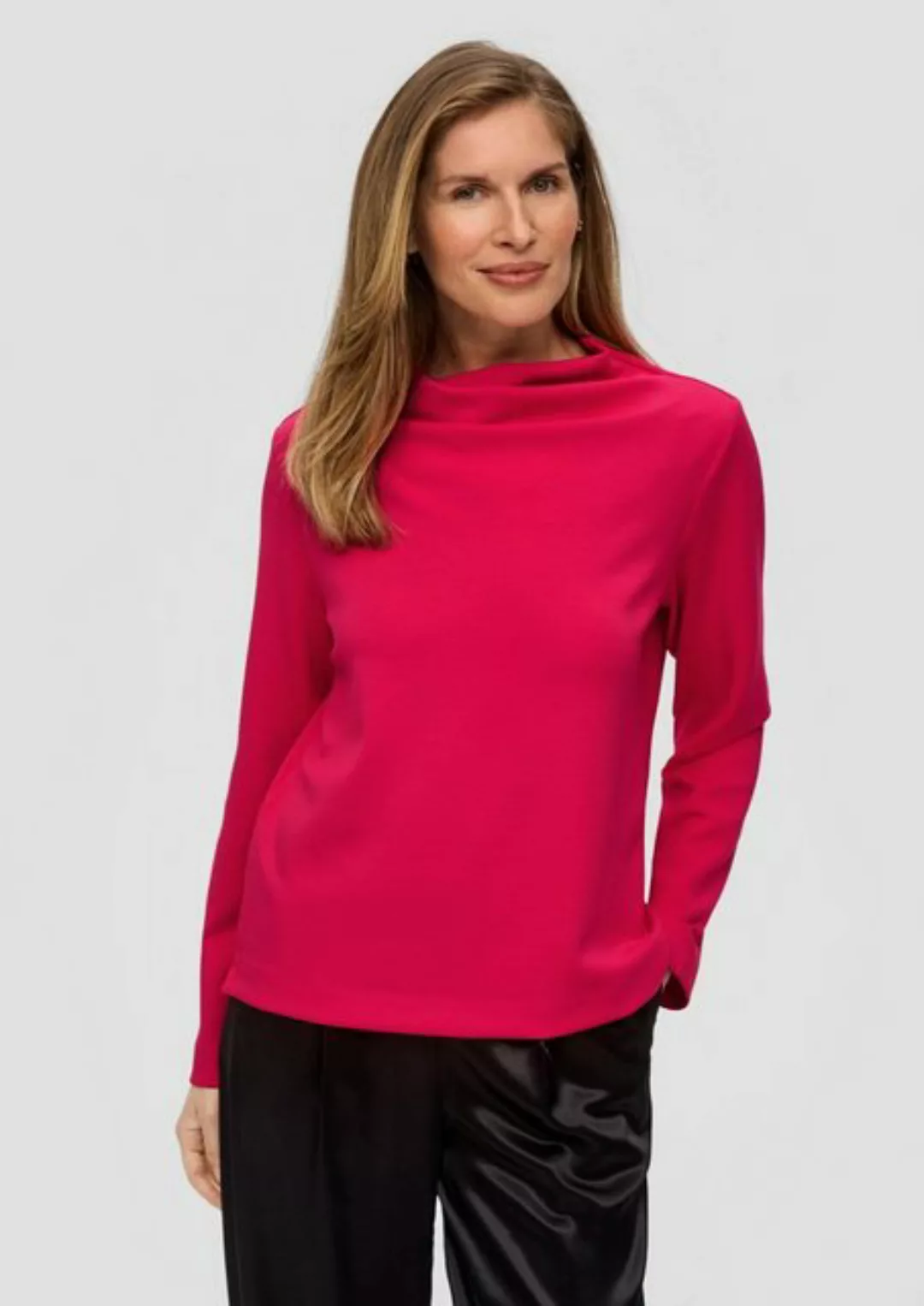 s.Oliver BLACK LABEL Sweatshirt Strickjerseyshirt mit Wasserfall-Ausschnitt günstig online kaufen