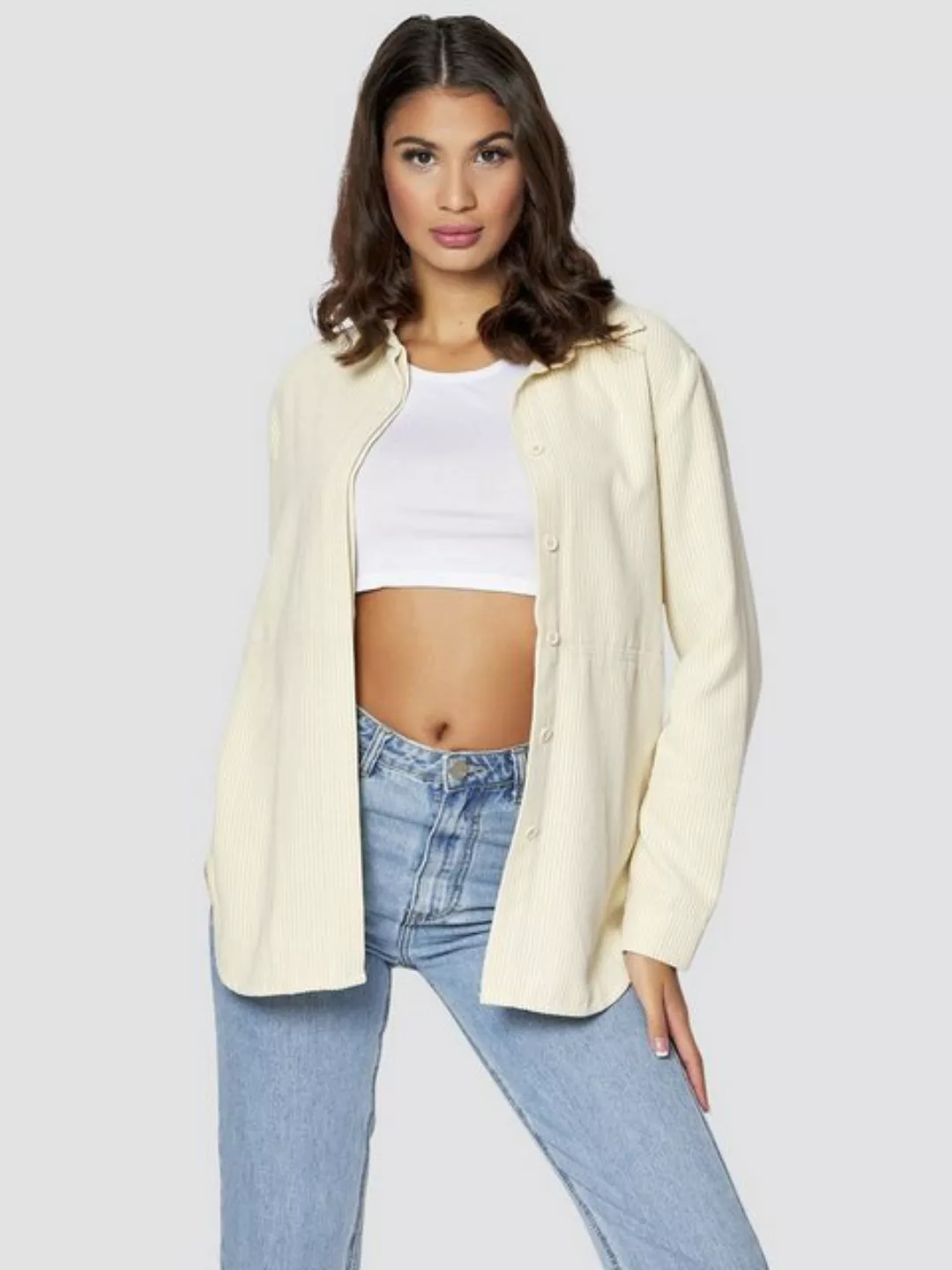 Freshlions Funktionsbluse Gina Tricot Geripptes Hemd in beige - S Drapiert/ günstig online kaufen