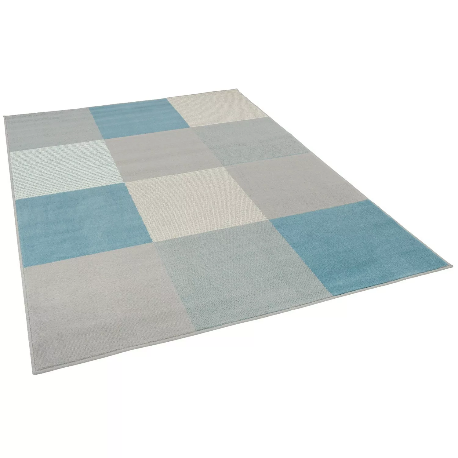 Pergamon Teppich Modern Trendline Karo Blau 140x200cm günstig online kaufen