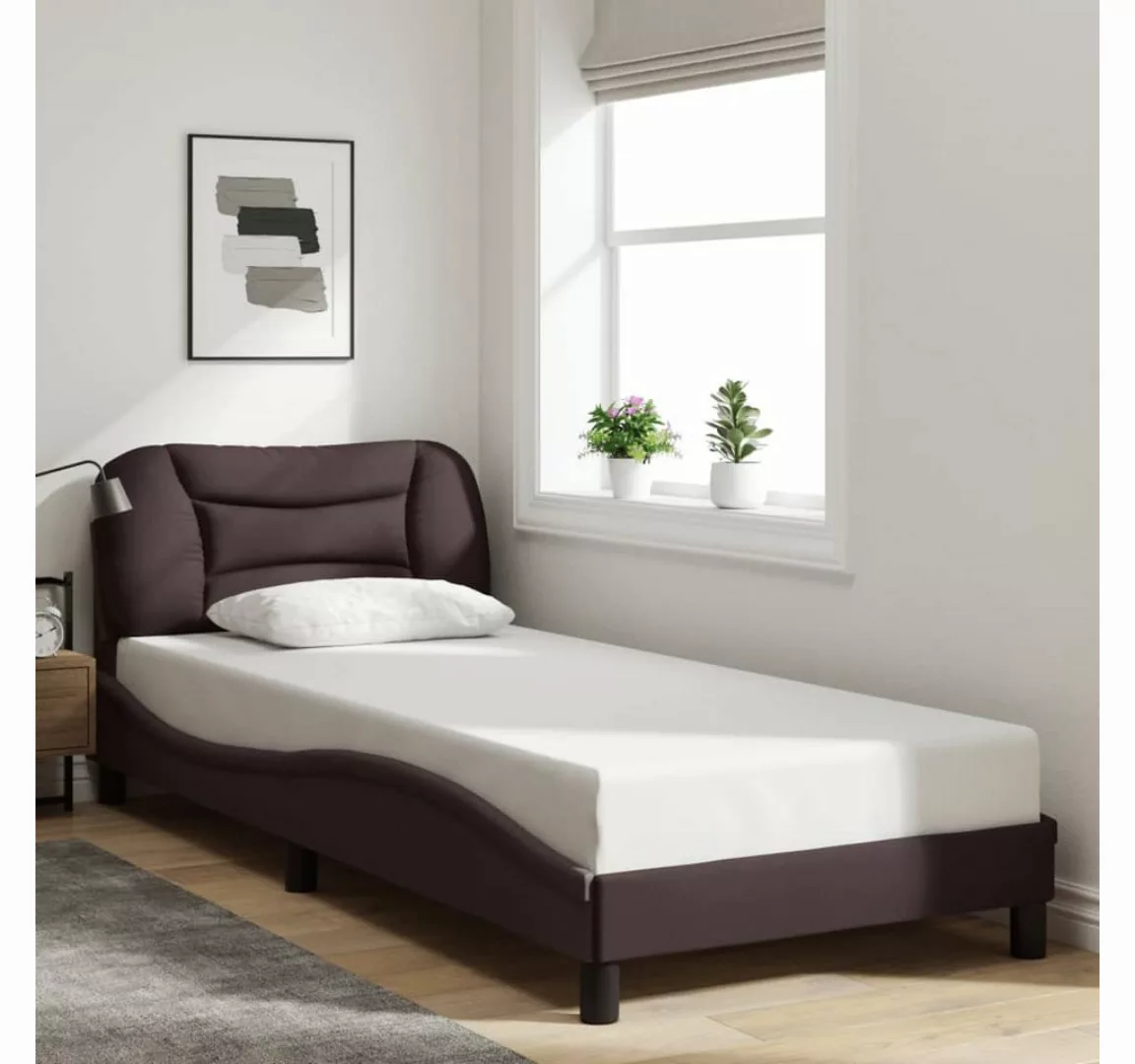 vidaXL Bett Bettgestell ohne Matratze Dunkelbraun 90x190 cm Stoff günstig online kaufen