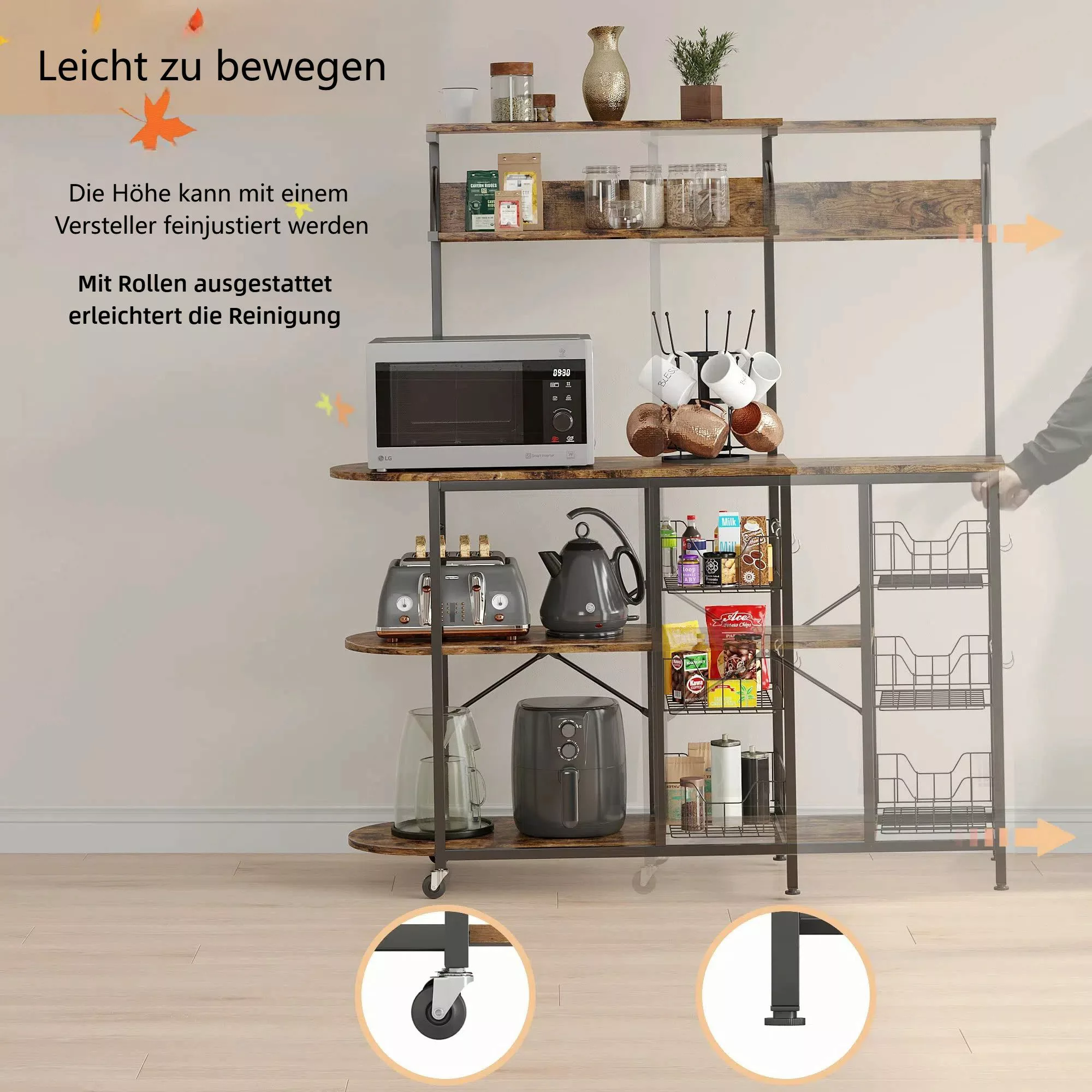 Bestier Standregal Küchenregal, Mikrowellenregal, 5-stufig mit günstig online kaufen