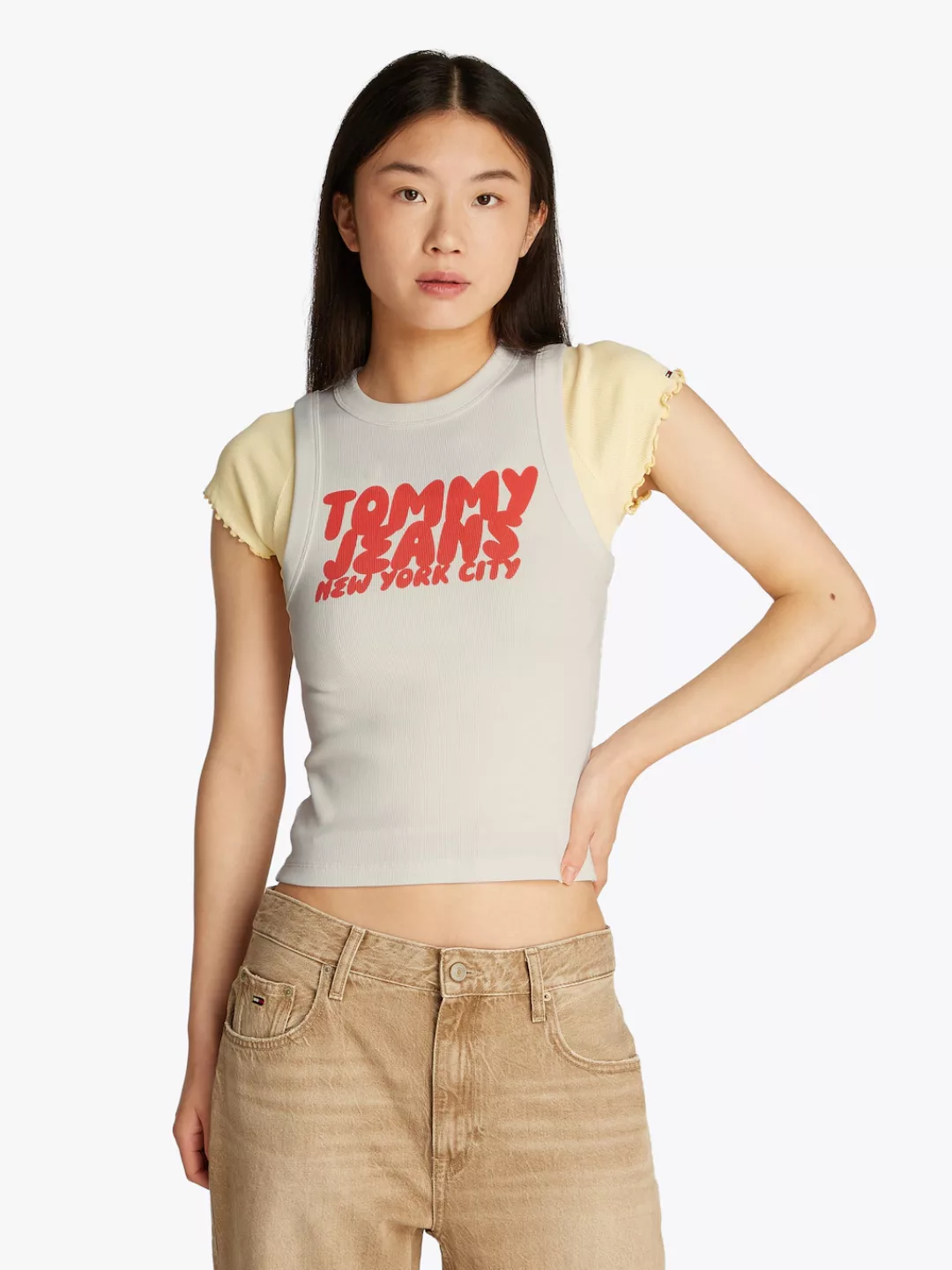 Tommy Jeans Tanktop "TJW SLIM SH TJ BUBBLE TANK", mit Logodruck günstig online kaufen