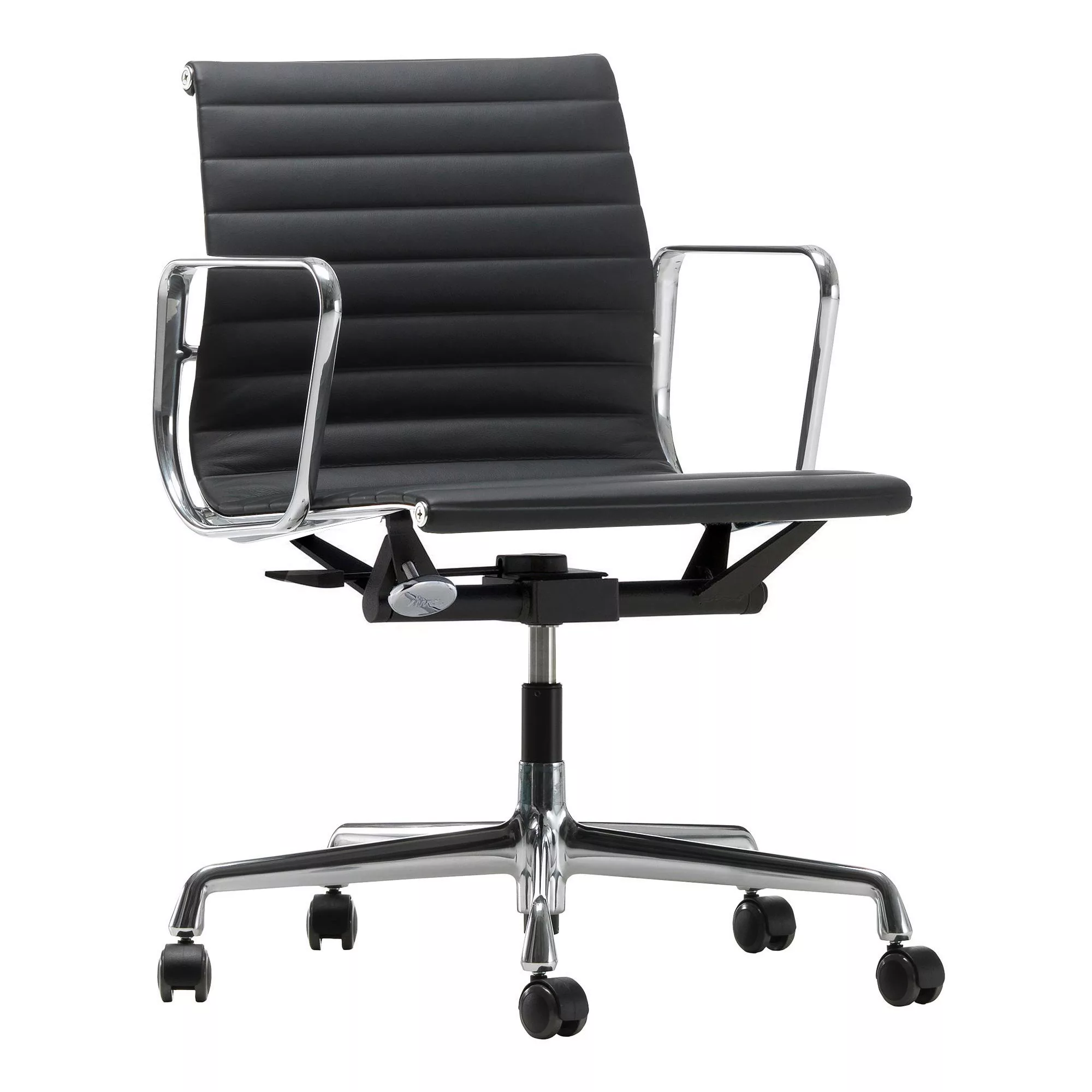 Vitra - EA 117 Aluminium Chair Bürostuhl poliert Leder - nero schwarz/Sitzf günstig online kaufen