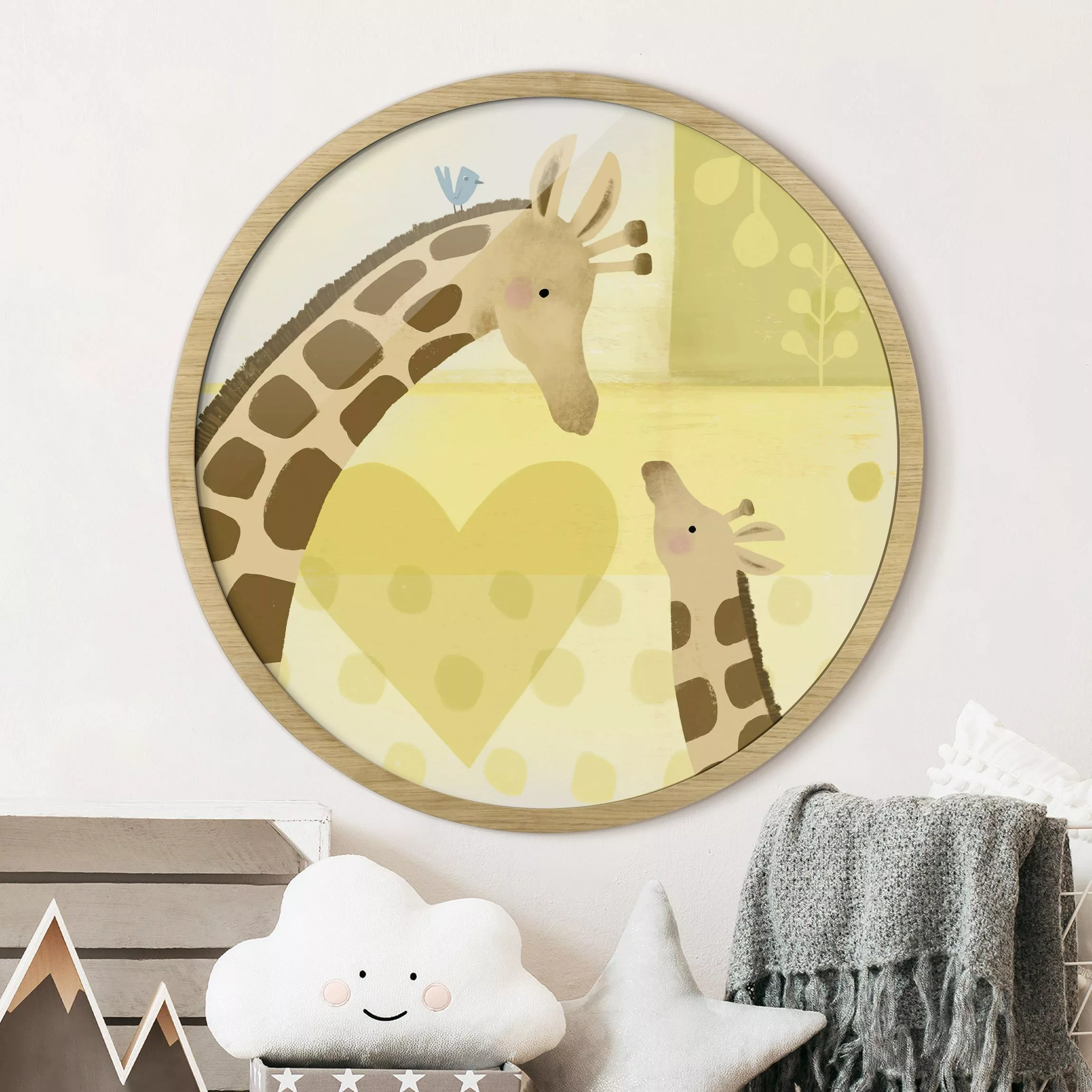 Rundes Gerahmtes Bild Mama und ich - Giraffen günstig online kaufen