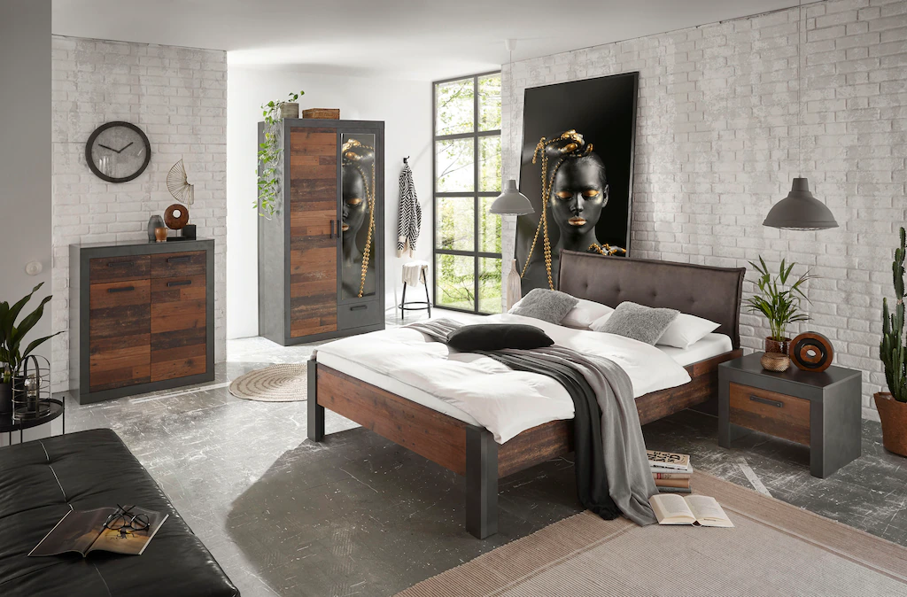 Home affaire Schlafzimmer-Set "BROOKLYN", (Set, 4 tlg., mit Polsterkopfteil günstig online kaufen