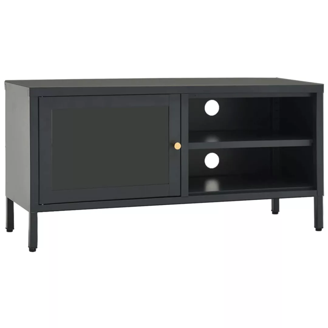 Tv-schrank Anthrazit 90x30x44 Cm Stahl Und Glas günstig online kaufen