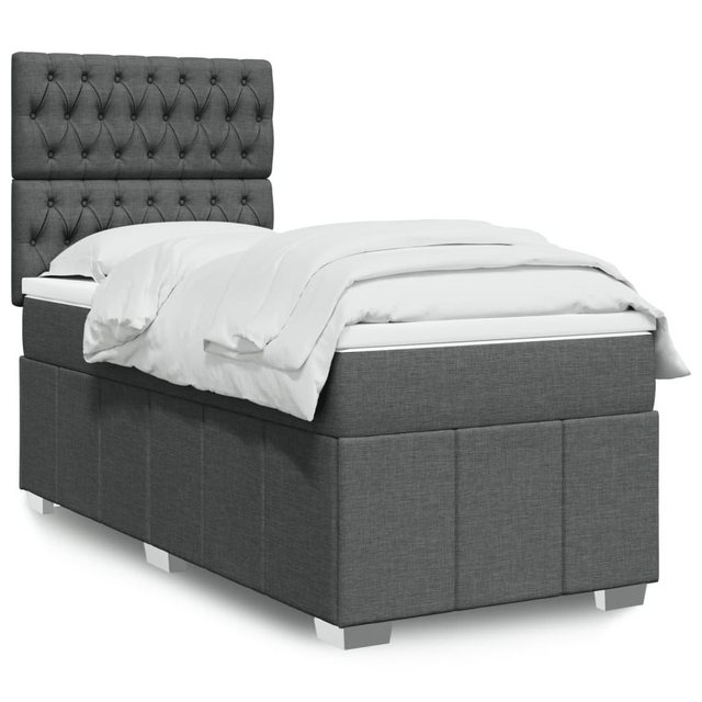 vidaXL Bettgestell Boxspringbett mit Matratze Dunkelgrau 90x200 cm Stoff Be günstig online kaufen