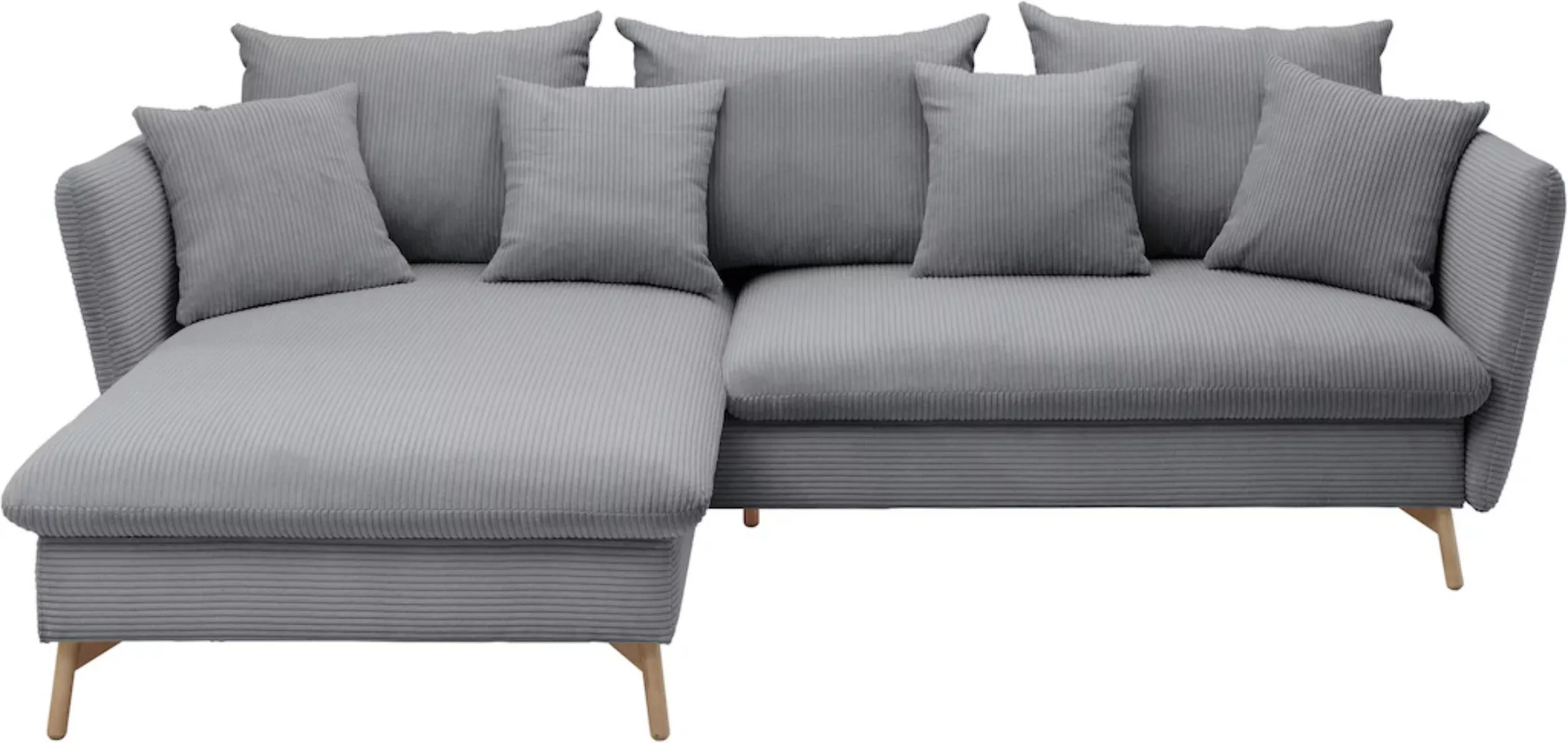 andas Ecksofa »MERLE, 258 cm, L-Form, traumhafter Cord,«, mit Bettfunktion günstig online kaufen