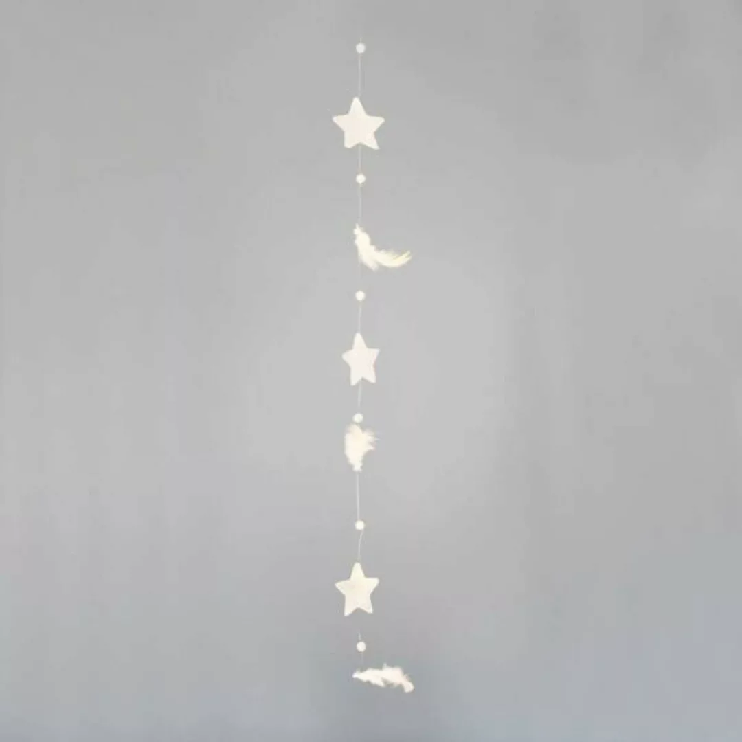 Fensterdeko Muschelgirlande Sterne Weiß Mit Federn günstig online kaufen